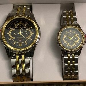 Luis Cardini Men’s & Women’s Gold & Silver Watch Set